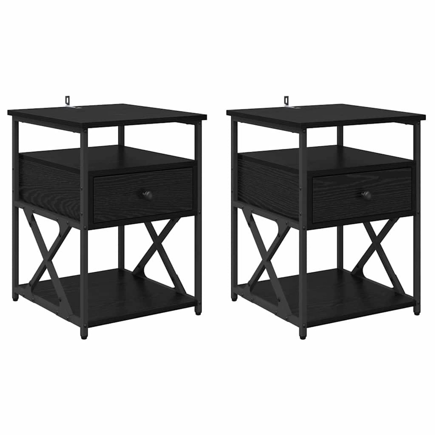 vidaXL Nachttisch 2 Stk Schwarz Eichen-Optik 40 x 42 x 55 cm 881886 günstig online kaufen