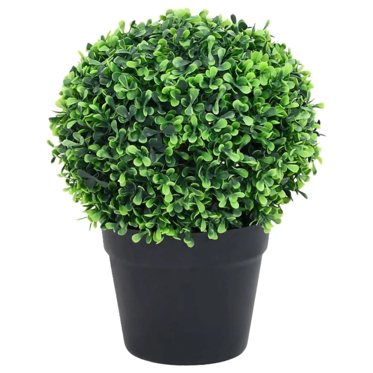 Künstlicher Buchsbaum, 32 cm, Kugelform im Topf, grüne Kunstpflanze für Innen und Außen.