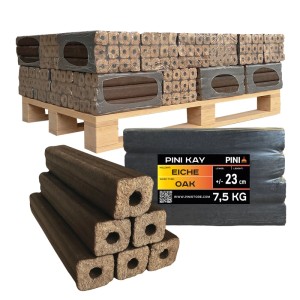 PINI Kay Eichenholzbriketts 23 cm 300 kg Palette Hartholzbriketts Brennholz Eiche Kamin Ofen