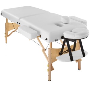 Tectake 2 Zonen Massageliege Set Suman Breite 59 cm  Polsterung 7 5 cm Inklusive Lagerungsrollen und Tragetasche  187 x 59 x 65 50 cm Weiß