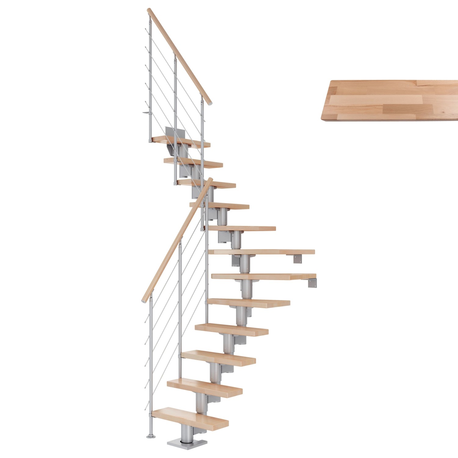 Dolle Mittelholmtreppe Dublin Buche Perlgrau GH bis 270 cm 1/4gew. 65 cm FS günstig online kaufen
