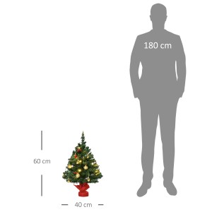 HOMCOM Weihnachtsbaum, 60 cm, mit Kugeln und Stechpalmenbeeren, ideal für Tischdeko.
