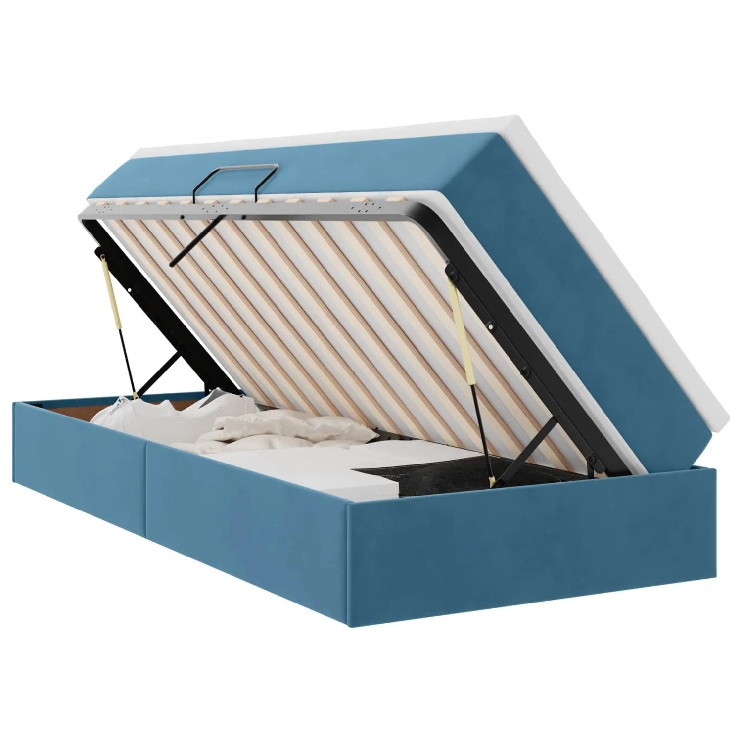 vidaXL Aufbewahrungsbett mit Matratze Dunkelblau 100 x 200 cm Samt 3370285