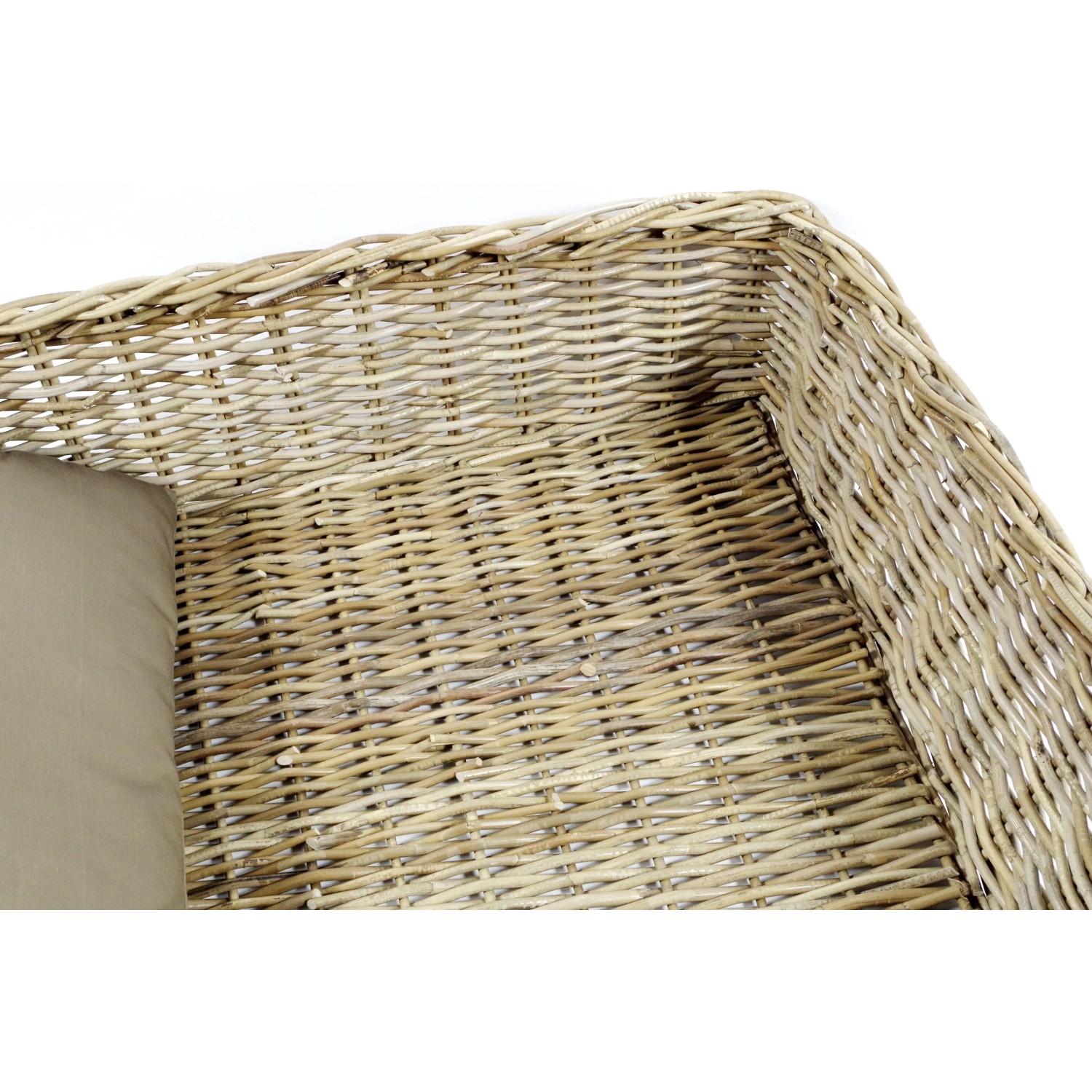 Kobolo Hundekorb aus Stabilem Rattan Geflochten mit Kissen Gr L 94Lx74B cm_5