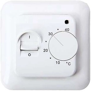 Analoger Perobe Temperaturregler für elektrische Fußbodenheizung mit Drehknopf und Schalter.