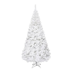 Weißer, künstlicher Costway Weihnachtsbaum, 240cm hoch, mit 1138 PVC Nadeln und Ständer.