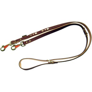 Braune Heim Hunde-Vorführleine aus Leder, 200 cm lang und 18 mm breit, 3-fach verstellbar.