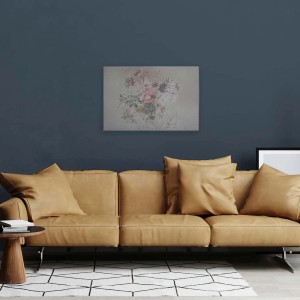 Wandbild Skandinavisch Blumen in Pastellfarben, Leinwandbild 90x60 cm für Wohnzimmer und Küche.