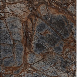 Bodenfliese Feinsteinzeug, 60x60 cm, Steinoptik in Grau-Braun, polierte Oberfläche.