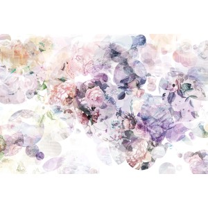 Komar Vliesfototapete Wish, florales Muster in Lila- und Rosatönen, 368x248 cm.