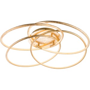 Moderne LED-Deckenleuchte BARNA in Gold: Aluminiumringe mit satinierter Kunststoffabdeckung. Dimmbar und farbverstellbar.