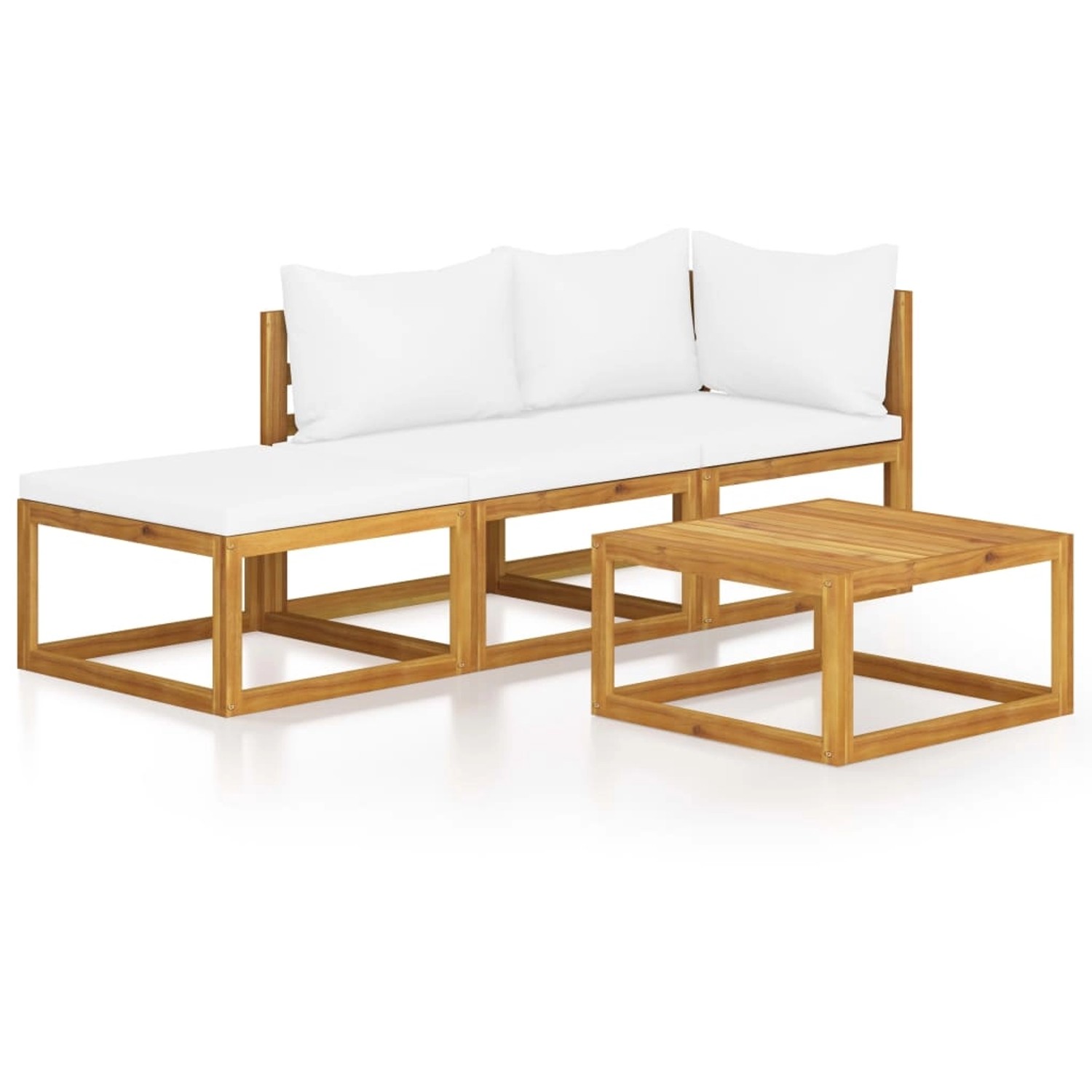 vidaXL 4-tlg Garten-Lounge-Set mit Auflagen Creme Massivholz Akazie Modell 3