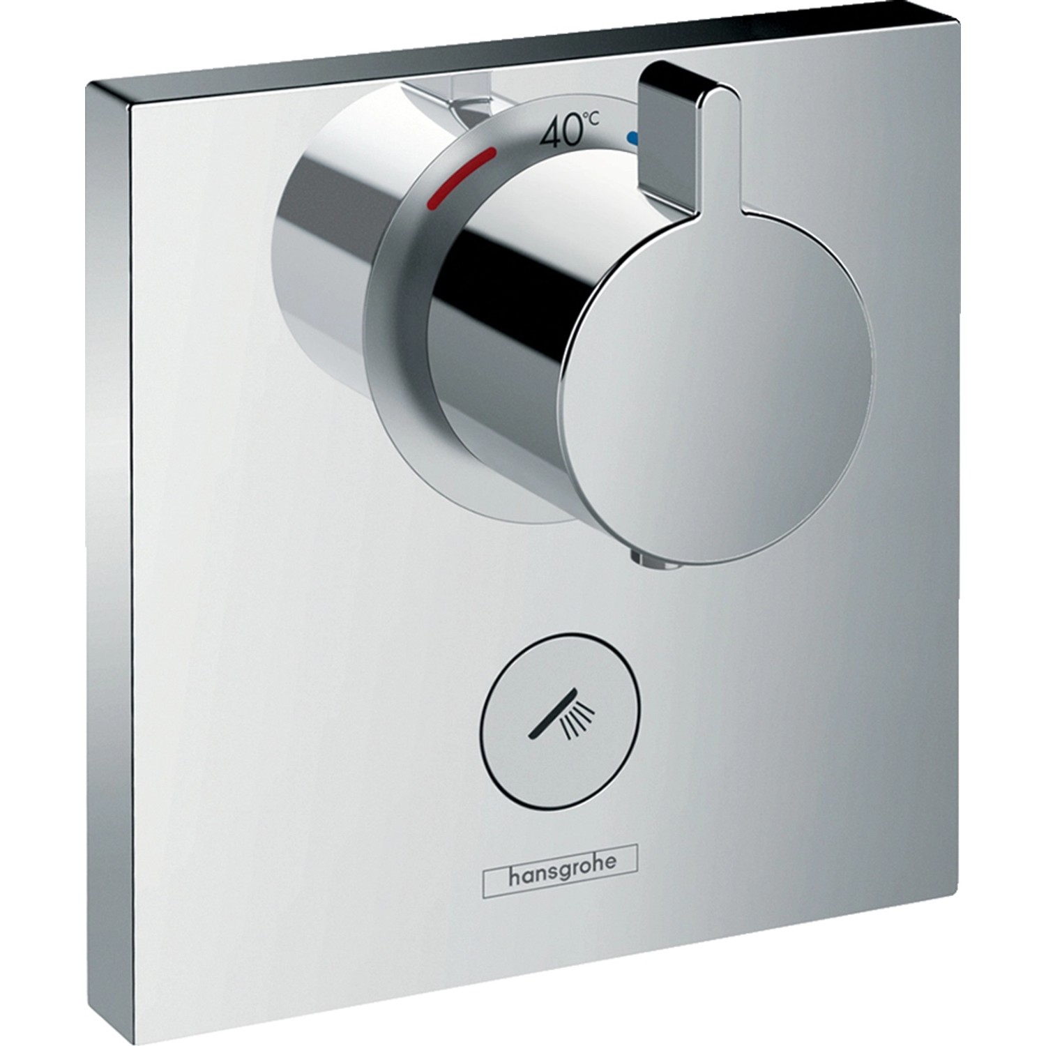 Hansgrohe ShowerSelect Thermostat HighFlow Unterputz in Chrom mit Temperaturregler und Brause-Taste.