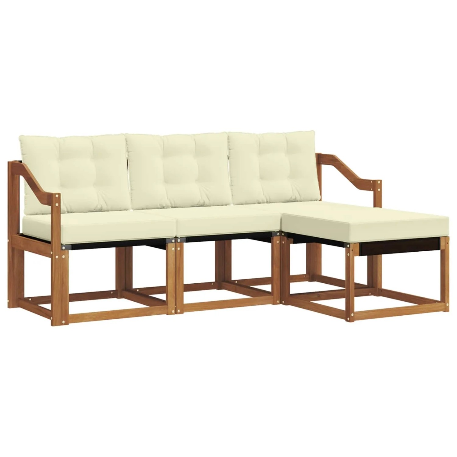 vidaXL Outdoor-Sofagarnitur mit Kissen 4-Tlg Natur und Creme 3368553