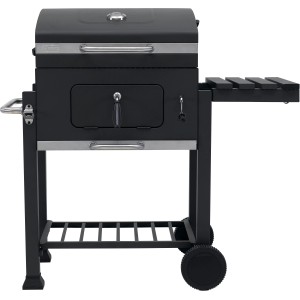 Tepro Grillwagen Toronto Click, Holzkohlegrill in Anthrazit/Edelstahl mit Ablagefläche und Thermometer.