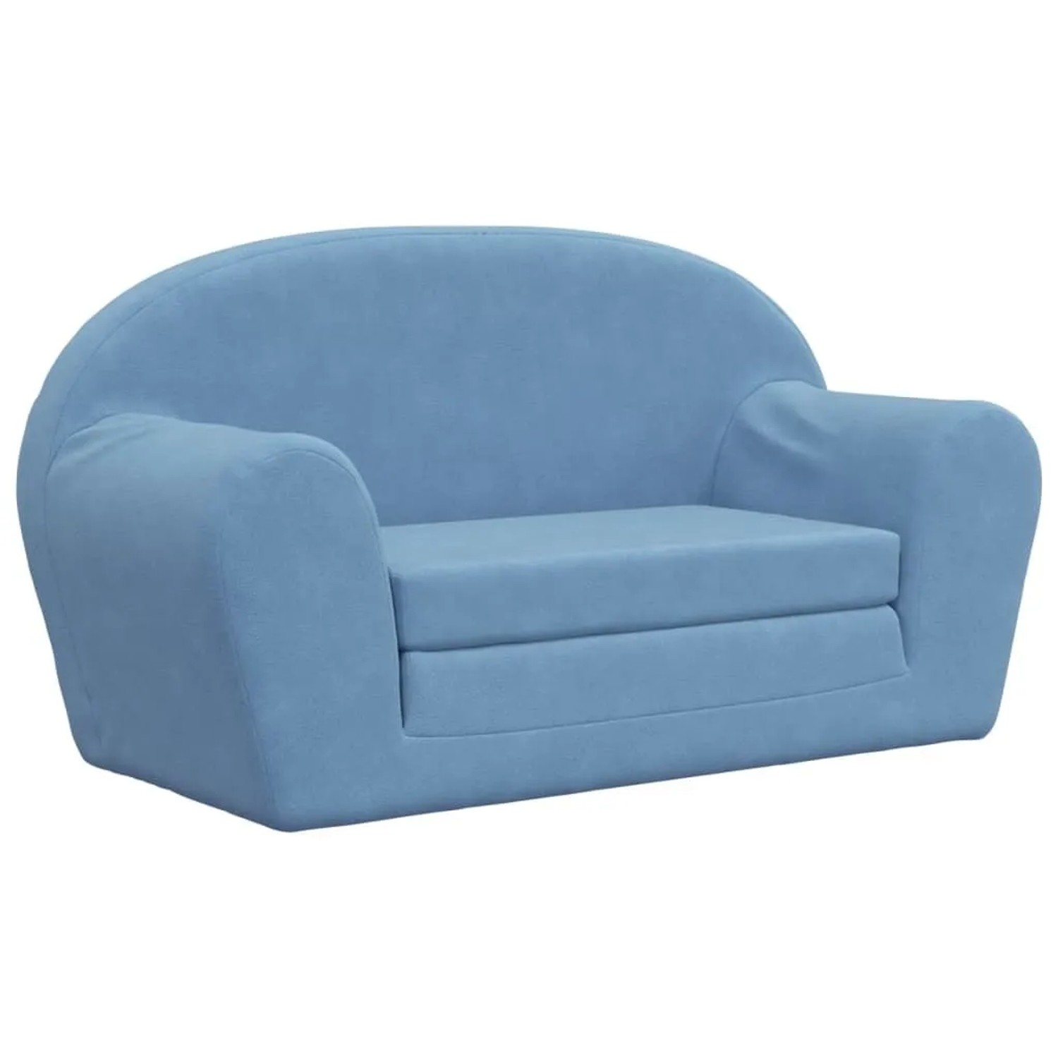 vidaXL Kinder-Schlafsofa 2-Sitzer Blau Weicher Plüsch 357002
