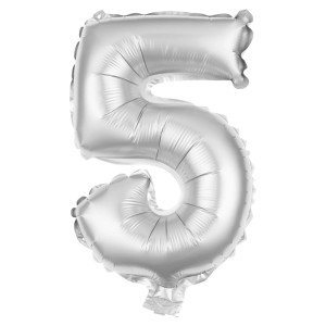 Party Factory Folienballon 100 cm Zahl 5 Silber Ø 100 cm