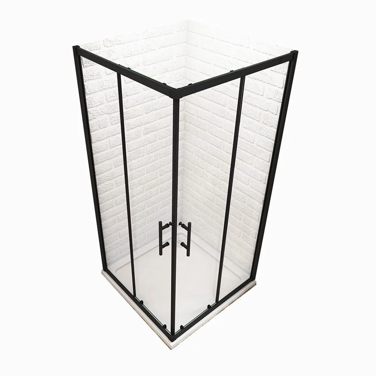 Duschparadies Duschkabinen 90x70x190cm Eckeinstieg Duschen Schiebetür 6mm Nano Glas Schwarz Eckdusche
