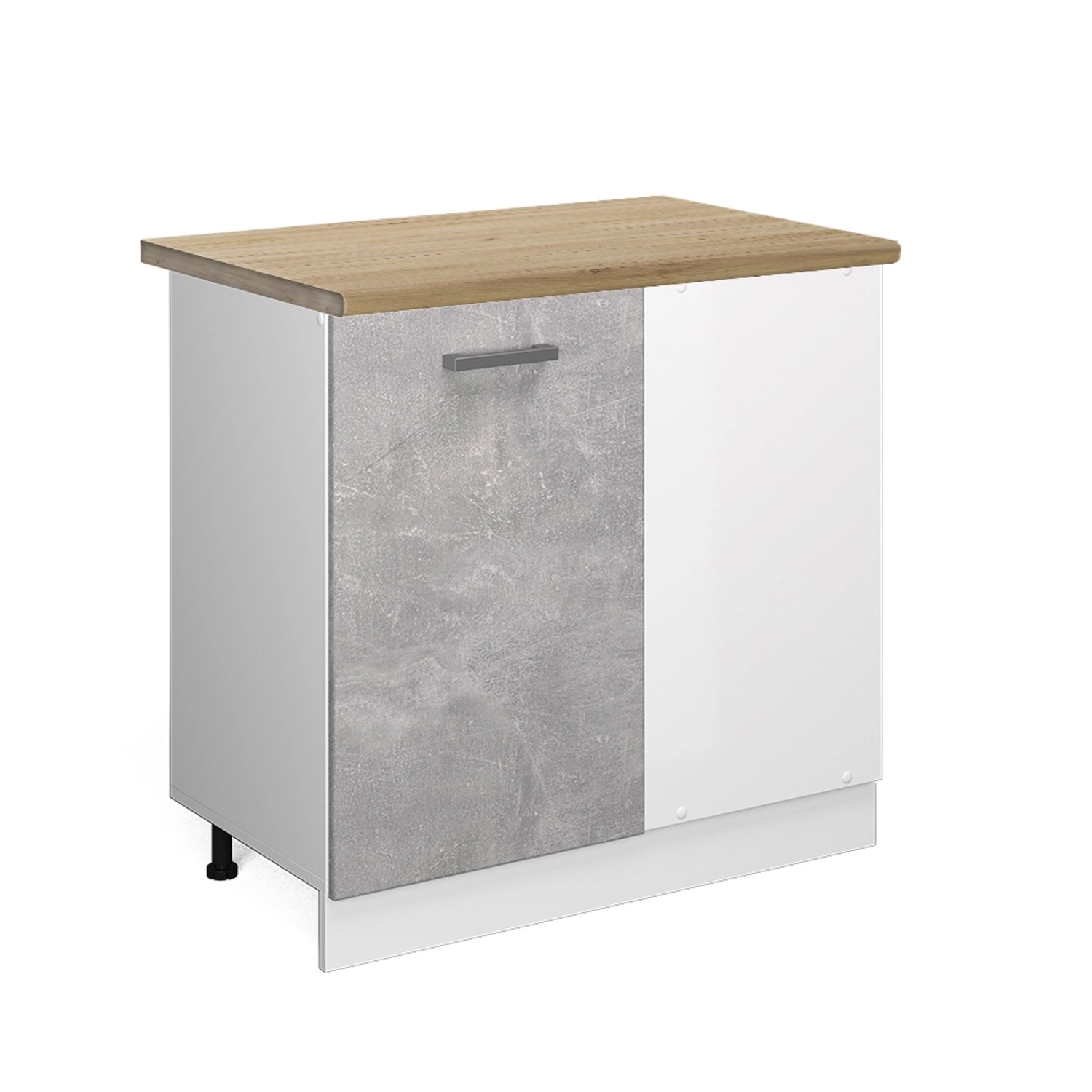 Thumbnail - Vicco Eckunterschrank R-Line Küchen Eckschrank Beton/Weiß 86 cm AP Eiche