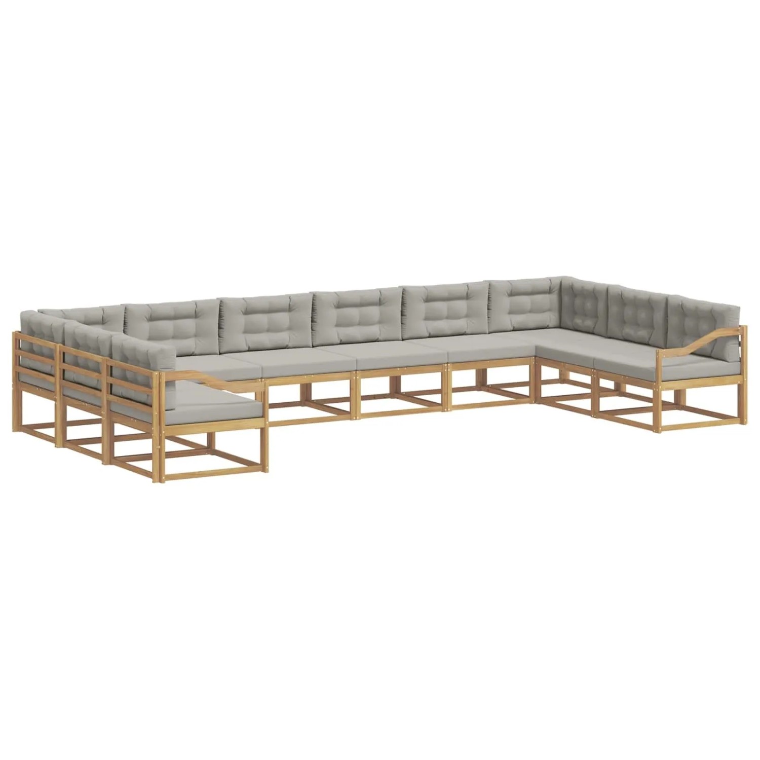 vidaXL Outdoor-Sofagarnitur mit Kissen 10-Tlg Weiß und Hellgrau 3387120