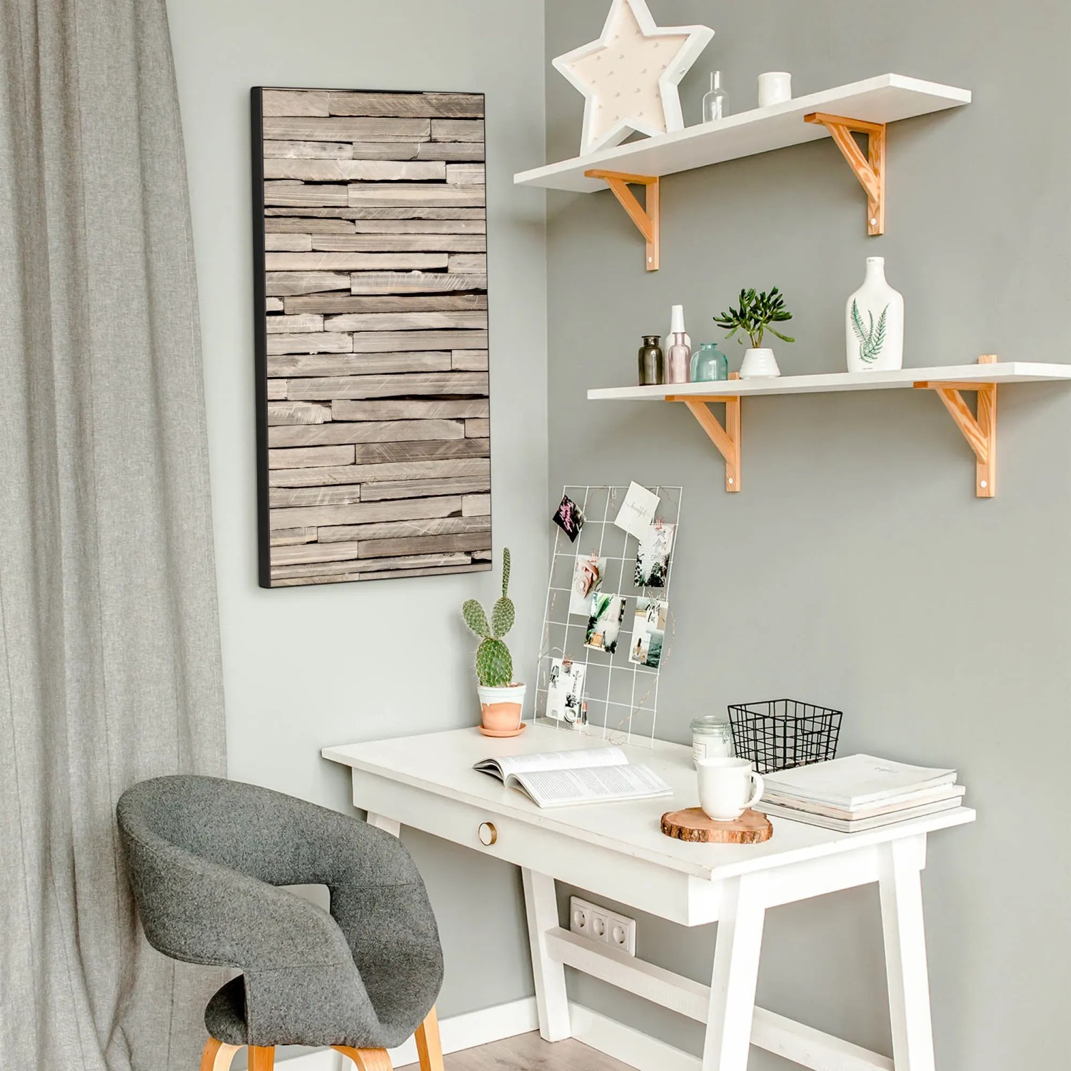Schwarze Magnettafel 37x78cm mit Steinplatten-Motiv als Wanddekoration inklusive Magnete.