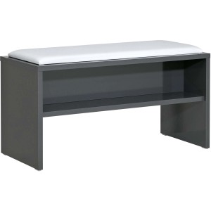 Pelipal Sitzbank Quantum 05, anthrazit, 90 cm breit, mit weißem Sitzkissen und Ablage.