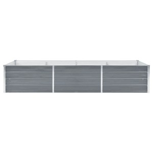 Graues vidaXL Garten-Hochbeet aus Stahl, 240x80x45 cm, ideal für Garten, Balkon oder Terrasse.