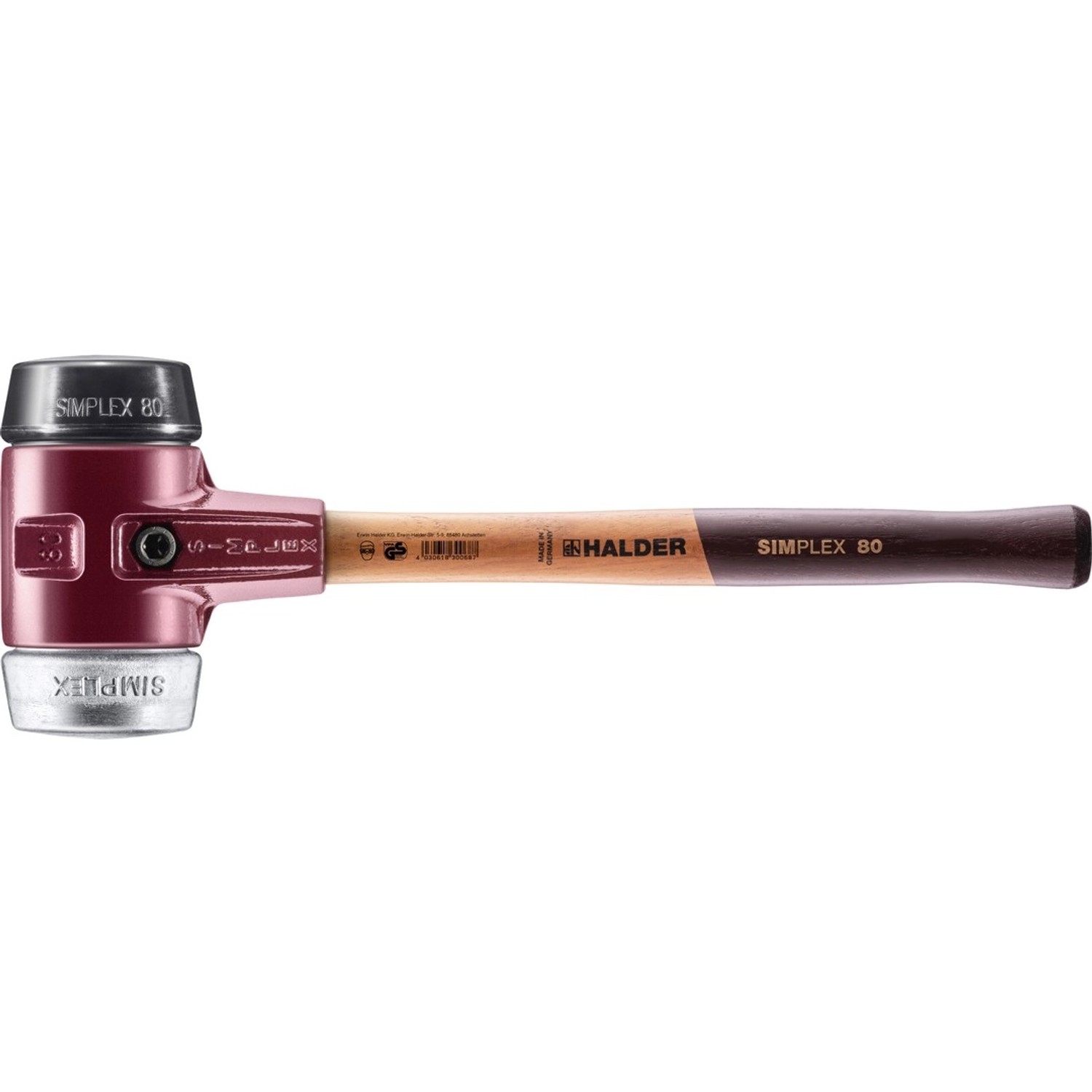 Halder Simplex Schonhammer Ø 80 mm Gummi   Weichmetall mit Tempergussgehäus günstig online kaufen