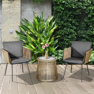 Outsunny Rattan Gartenmöbel-Set, 3-teilig, grau. Bistro-Set mit Tisch und zwei Stühlen für Garten und Terrasse.