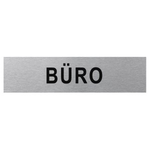 Selbstklebendes Büro Schild aus Aluminium in Edelstahloptik.