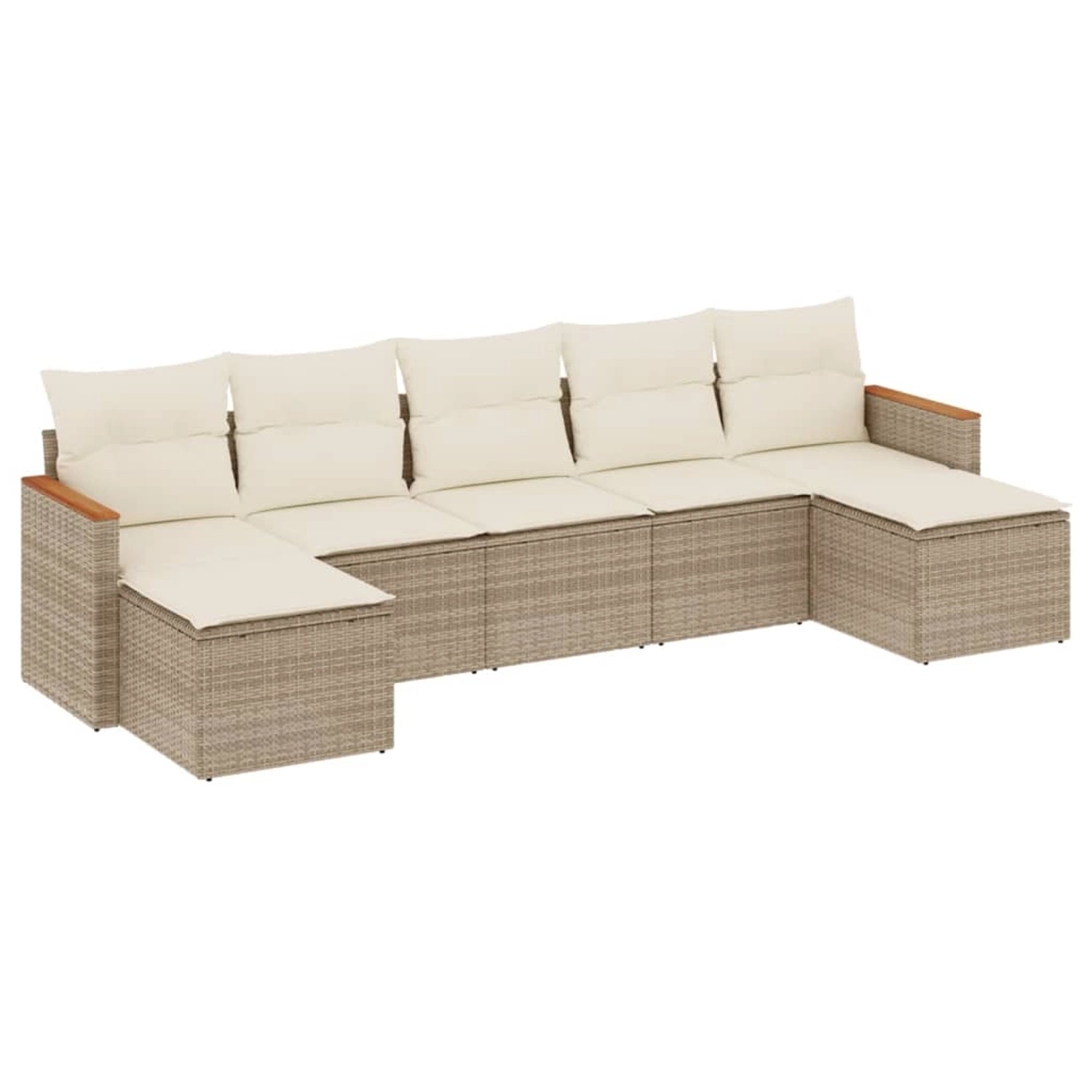 vidaXL 7-Tlg Garten-Sofagarnitur mit Kissen Beige Poly Rattan 3226233 günstig online kaufen
