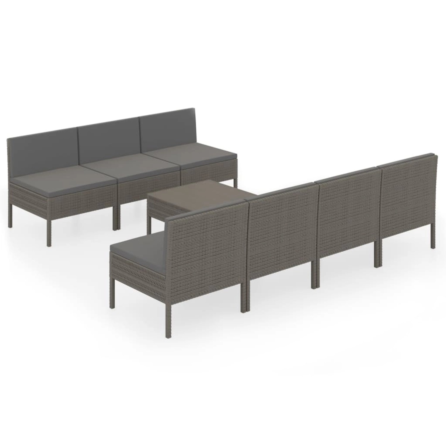 8-tlg. Garten-lounge-set Mit Auflagen Poly Rattan Grau günstig online kaufen