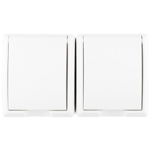 REV Ritter AquaForm Aufputz-Steckdose, 2-fach, waagerecht, weiß. Feuchtraum-geeignet.