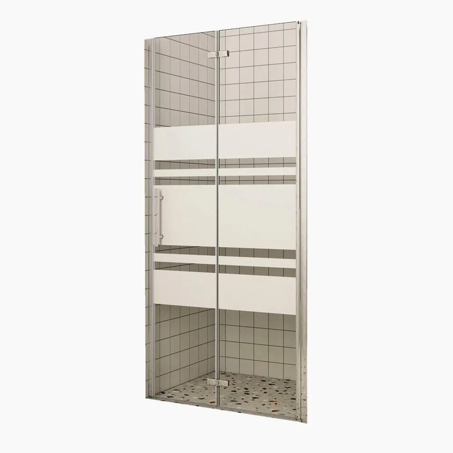 Duschparadies Duschtür Falttür 90 x 195cm Nischentür Drehtür Glastür Duschwand 6mm Nano Gestreiftesglas Hochglanz Verchromt Rechts