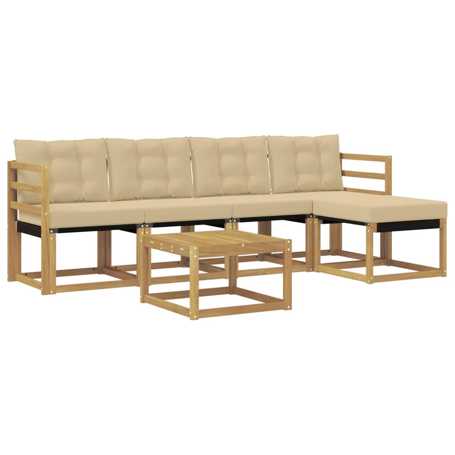 vidaXL Outdoor-Sofagarnitur mit Kissen 6-Tlg Weiß und Beige 3389395