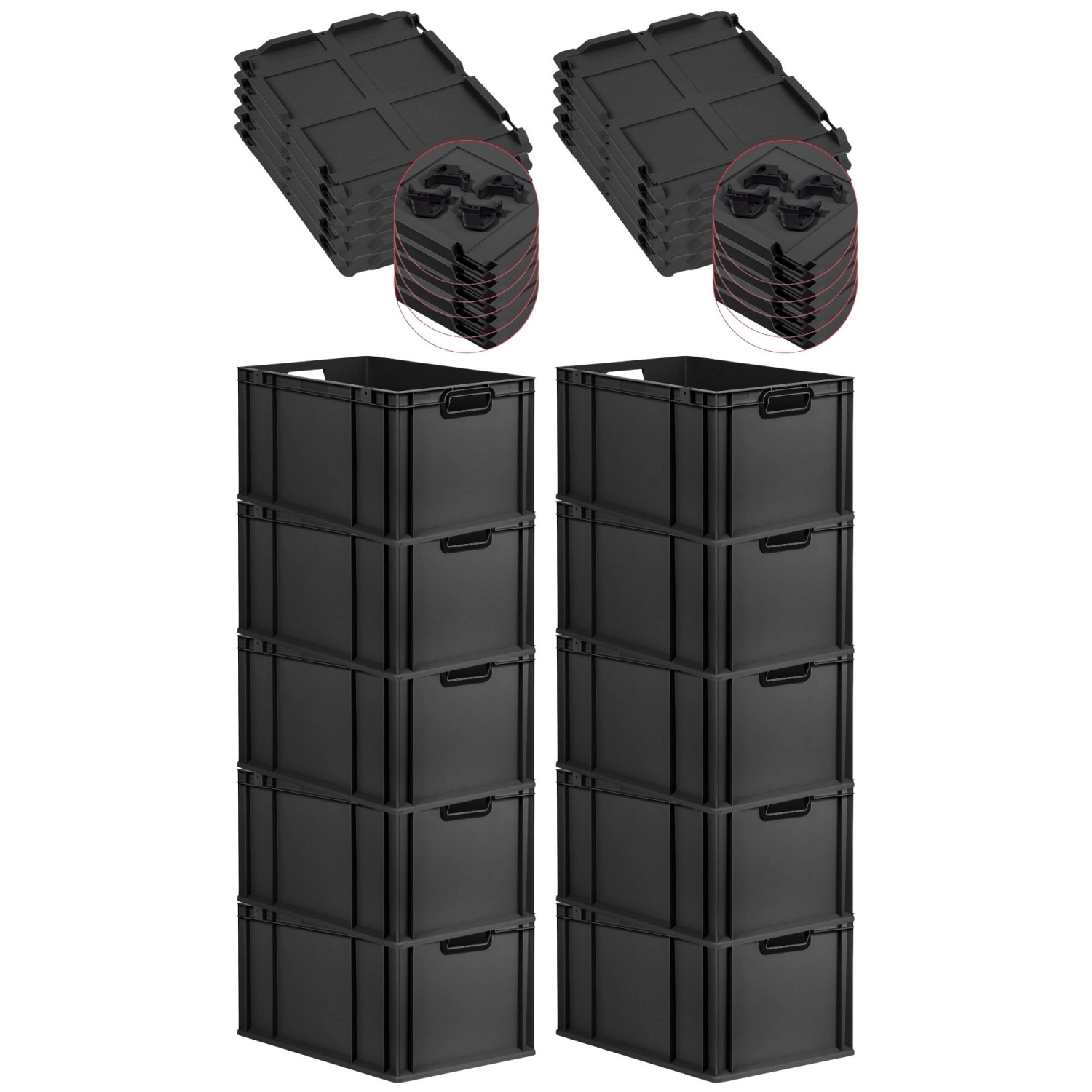 PROREGAL SparSet 10x Eurobox Nextgen Color Mit Auflagedeckel HxBxT 32x40x60 günstig online kaufen