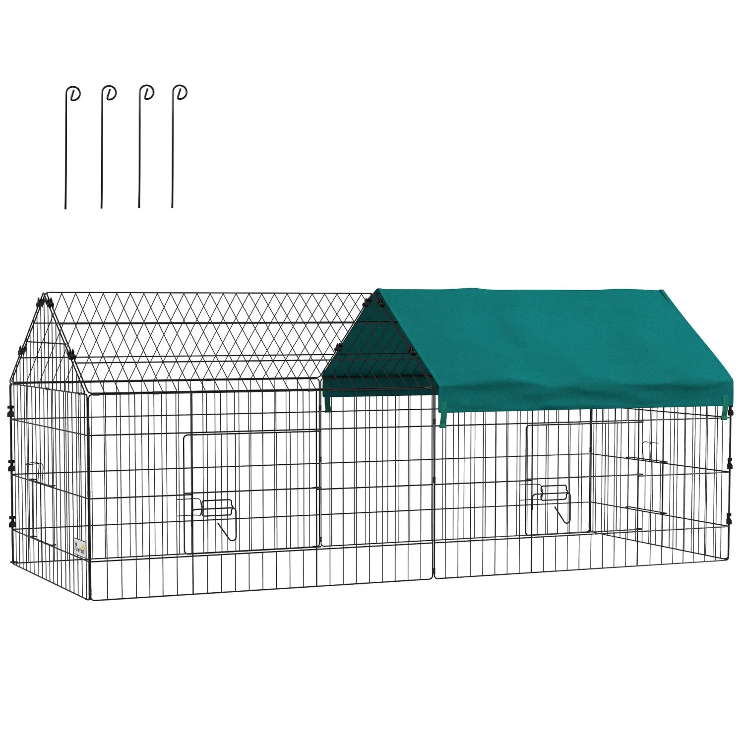 PawHut Freilaufgehege Stahl Oxfordgewebe 185 x 75x 75 cm Grün