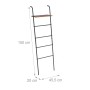 Relaxdays Handtuchleiter Stahl MDF Schwarz Braun mit Ablage Rutschfest Justierbar 150 cm x 45,5 cm x 20 cm 2,1 kg_4