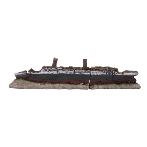Relaxdays Aquariumdekoration Polyresin Bunt Titanic Ungiftig für Süßwasser und Salzwasser 9 cm x 38,5 cm x 5 cm 0,3 kg