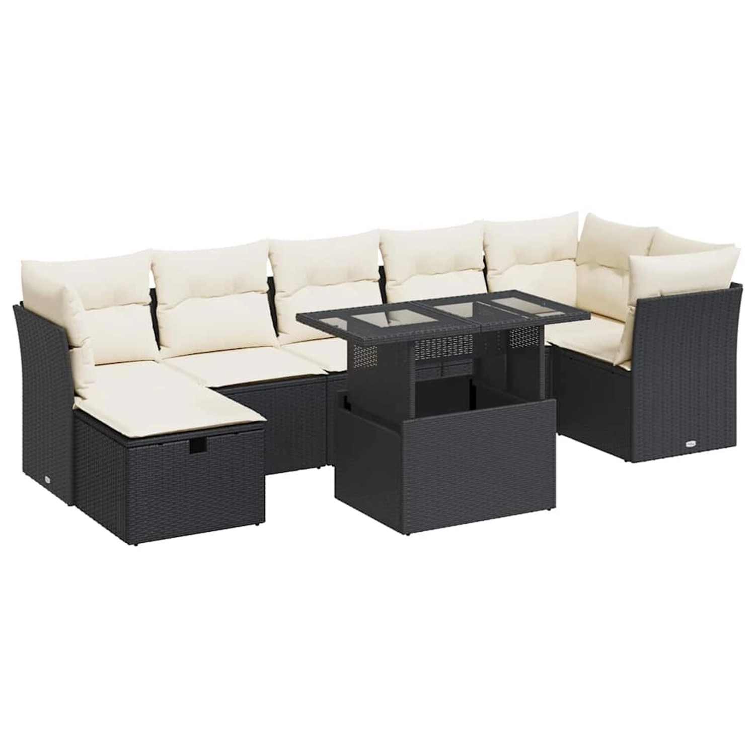 vidaXL 8-Tlg Garten-Sofagarnitur mit Kissen Schwarz Poly Rattan 3327786 günstig online kaufen