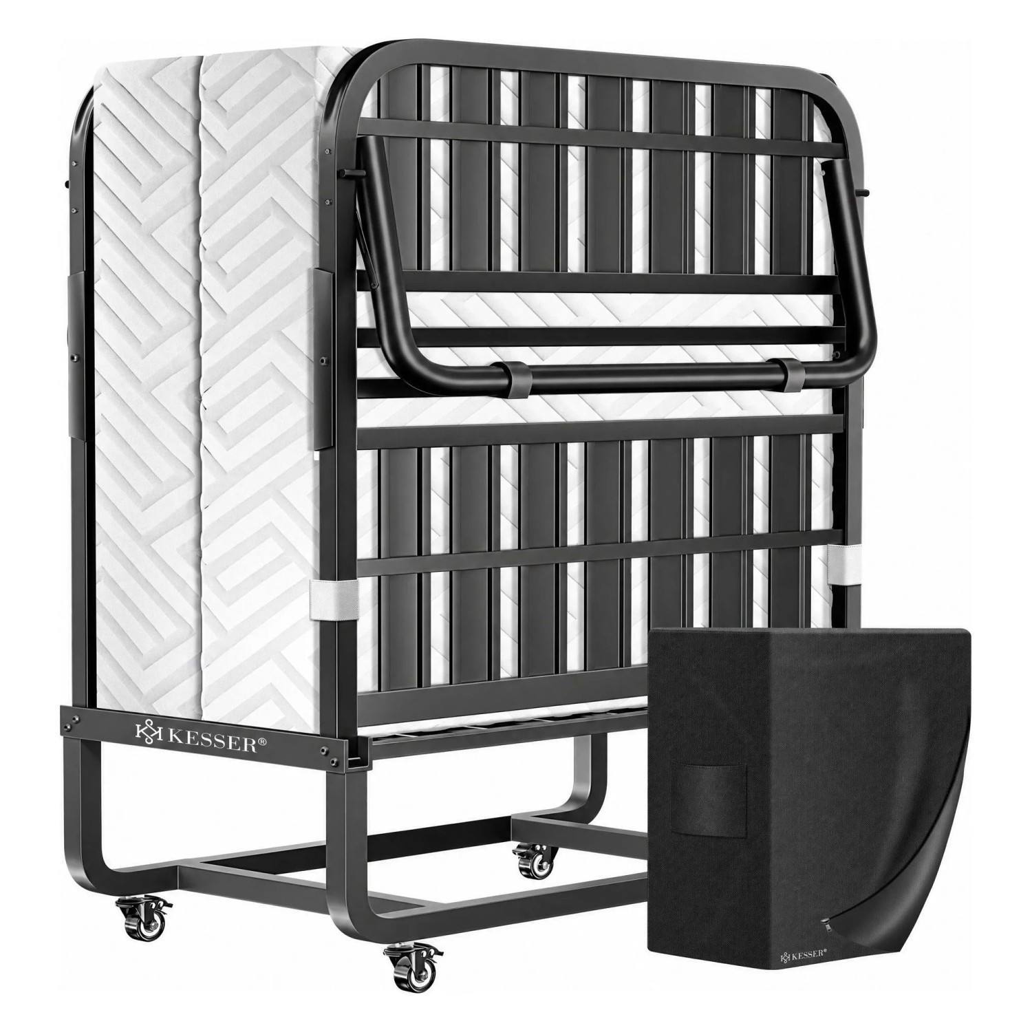 KESSER Klappbett mit Matratze Premium Komfort Größe 200 x 90 cm Weiß