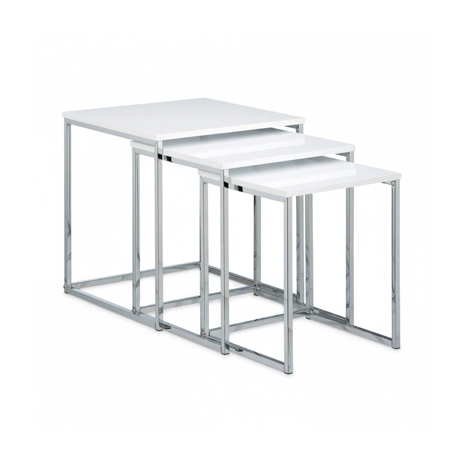 Relaxdays Beistelltisch 3er Set MDF Metall Weiß Ineinanderstellbar 42 cm x 40 cm x 40 cm 6 kg