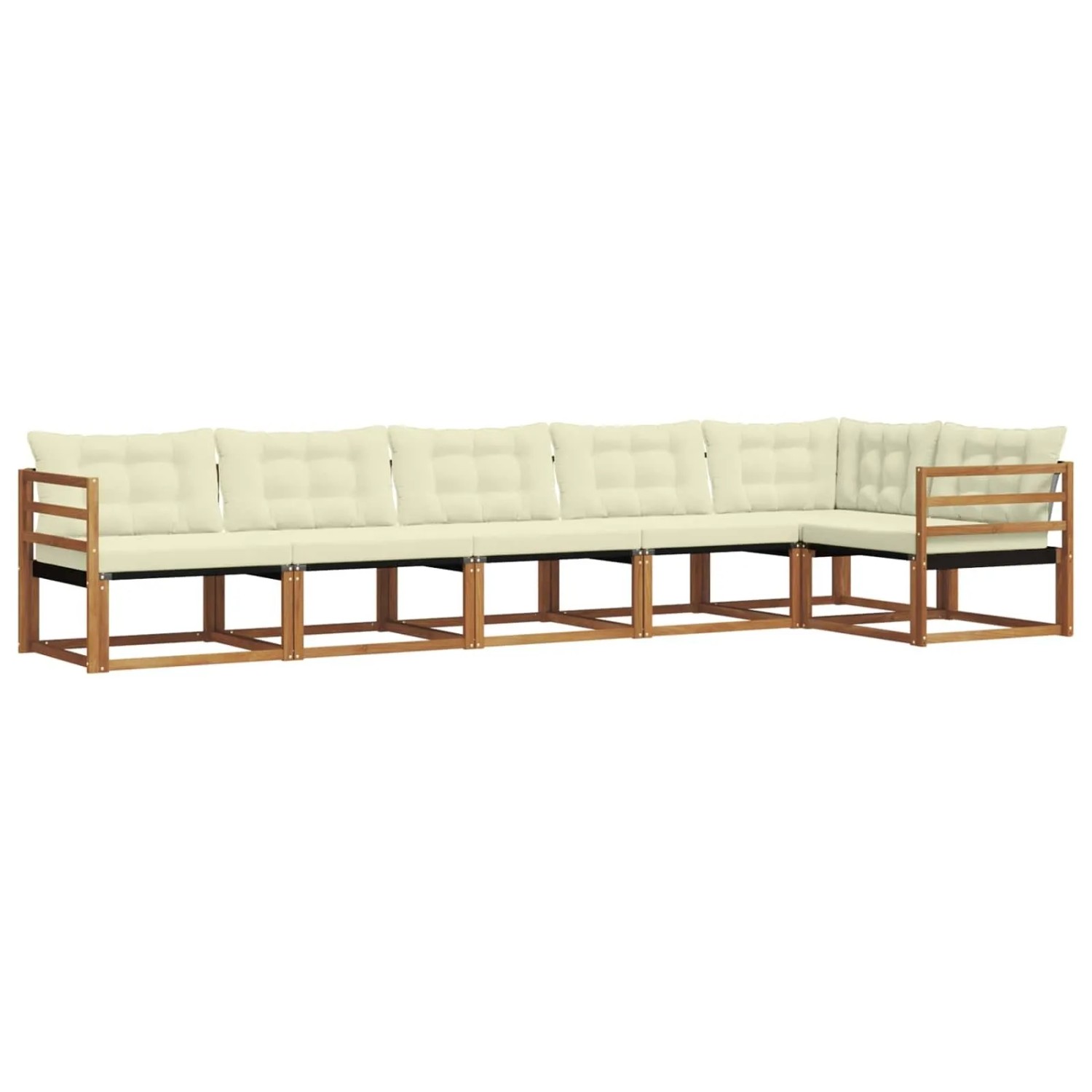 vidaXL Outdoor-Sofagarnitur mit Kissen 6-Tlg Natur und Creme 3369493