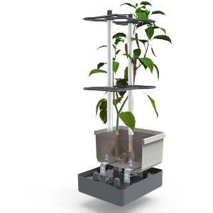 Gusta Garden Anzuchtsgefäß Charly Chili, 10L, hellgrau mit Rankhilfe und Bewässerungssystem.