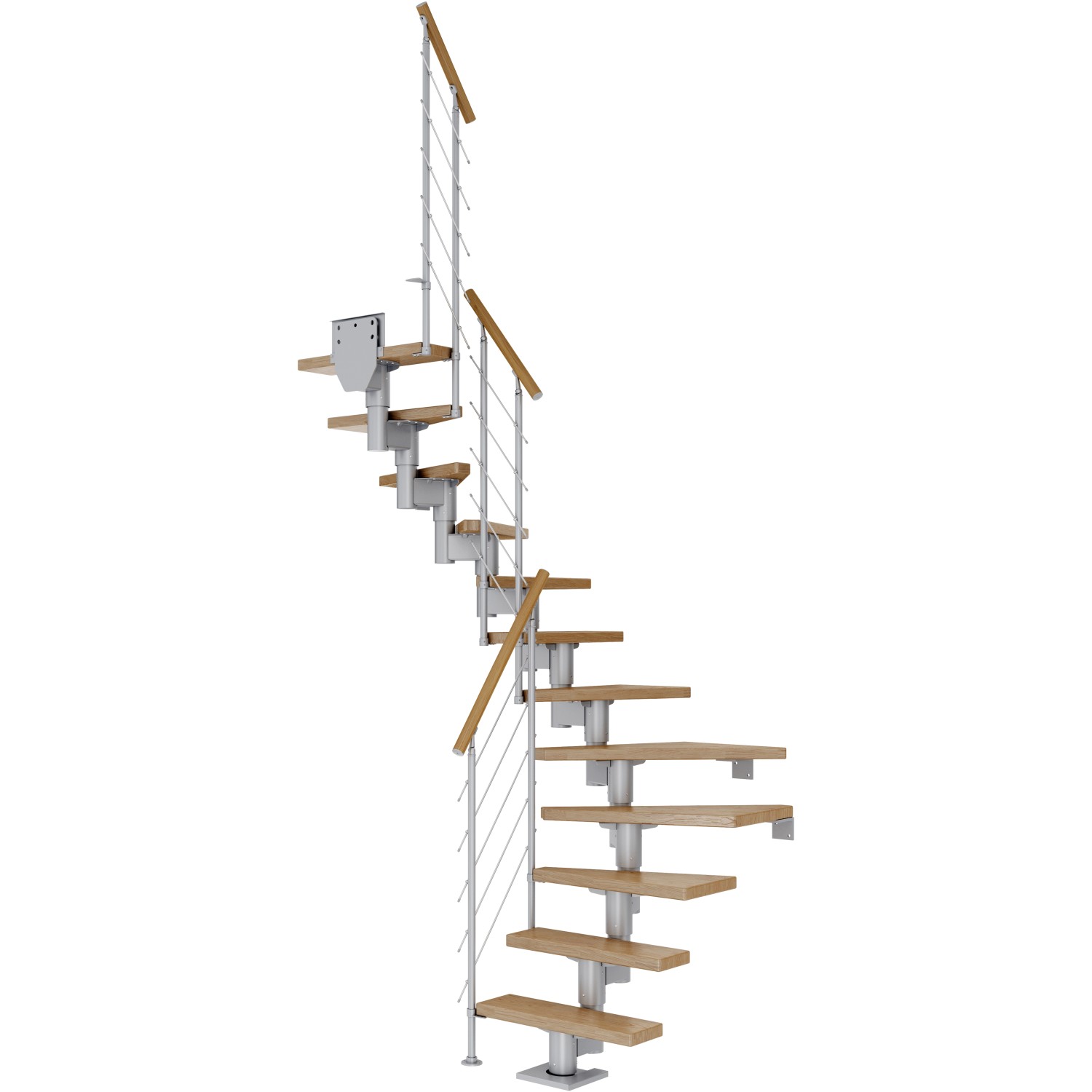 Dolle Mittelholmtreppe Dublin Eiche Perlgrau GH bis 270 cm 1/2 Gewendelt 75 günstig online kaufen