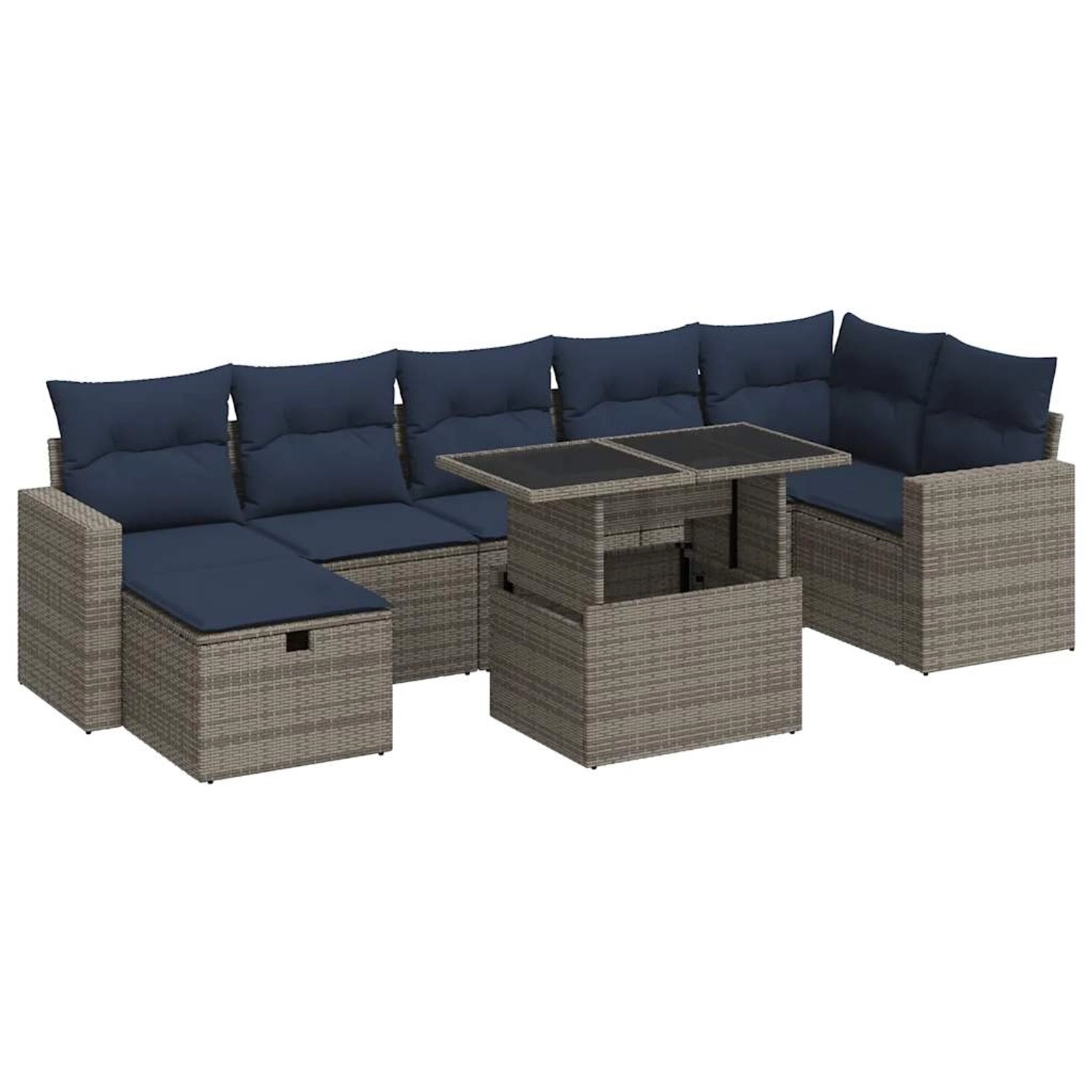 vidaXL 8-Tlg Garten-Sofagarnitur mit Kissen Grau Poly Rattan Akazie 3327831 günstig online kaufen