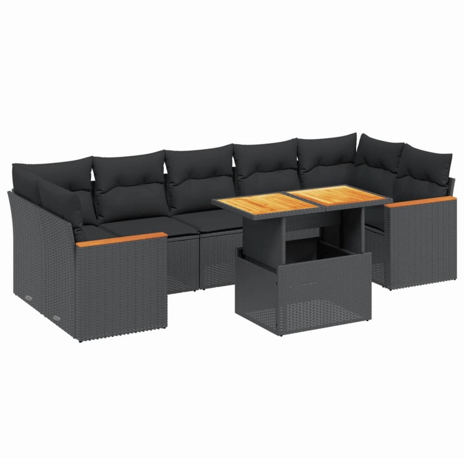 vidaXL 8-Tlg Garten-Sofagarnitur mit Kissen Schwarz Poly Rattan 3272987 günstig online kaufen
