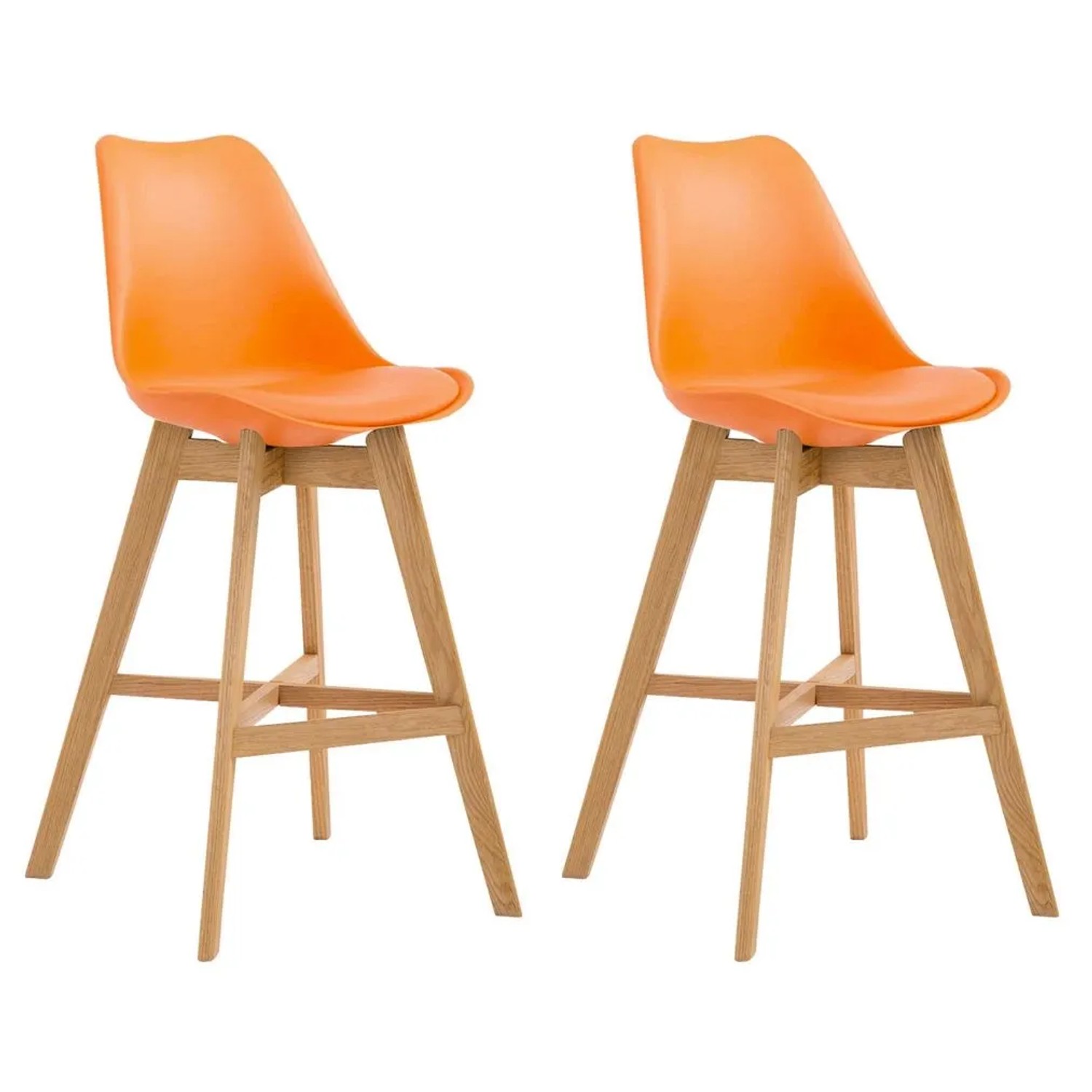 DELUKE 2er Set Barhocker DUMIR Kunststoff Orange 48x56x112cm Barstuhl Mit Lehne Tresenhocker Tresenstuhl