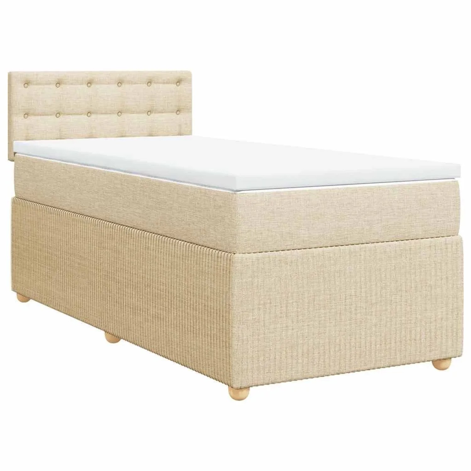 vidaXL Boxspringbett mit Matratze Creme 80x200 cm Stoff 3289602