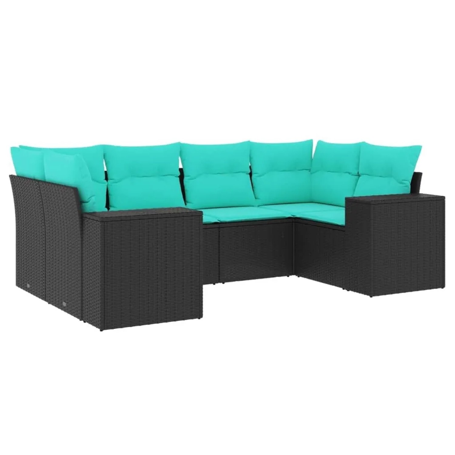 vidaXL 6-Tlg Gartensofa-Set mit Kissen Schwarz Polyrattan 3222976 günstig online kaufen